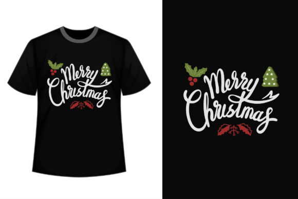 Beautiful Merry Christmas Text T Shirt Graphics for Local Branding