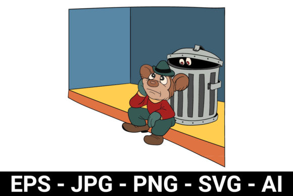 Brooding Cartoon Mouse Graphics for Digital Sellers
