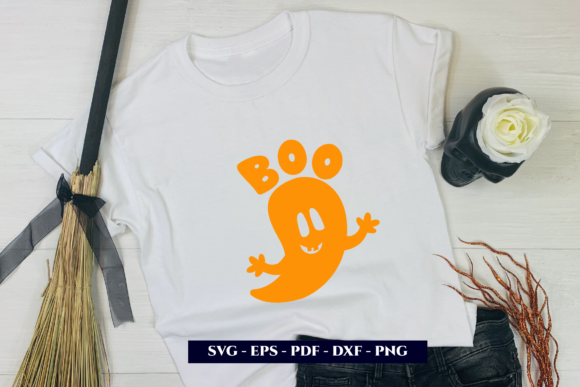 Halloween Ghost with Word Boo Graphics