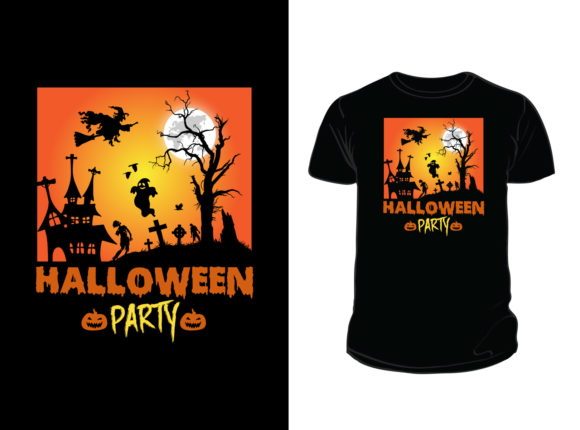 Halloween Party T-shirt Design Graphics for Print Templates