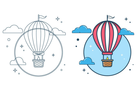 Hot Air Balloon Color Book Art for Kids