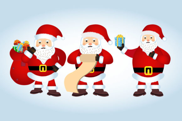 Set of Three Santa Claus Vector Design for Graphics