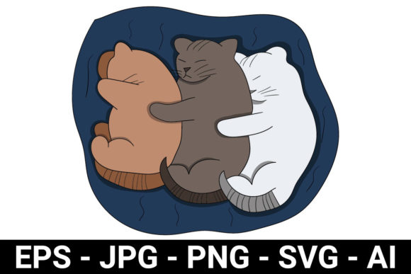Three Sleeping Cute Kitten Graphics for Local Branding
